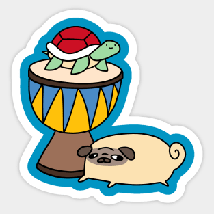 Djembe Turtle and Pug Sticker